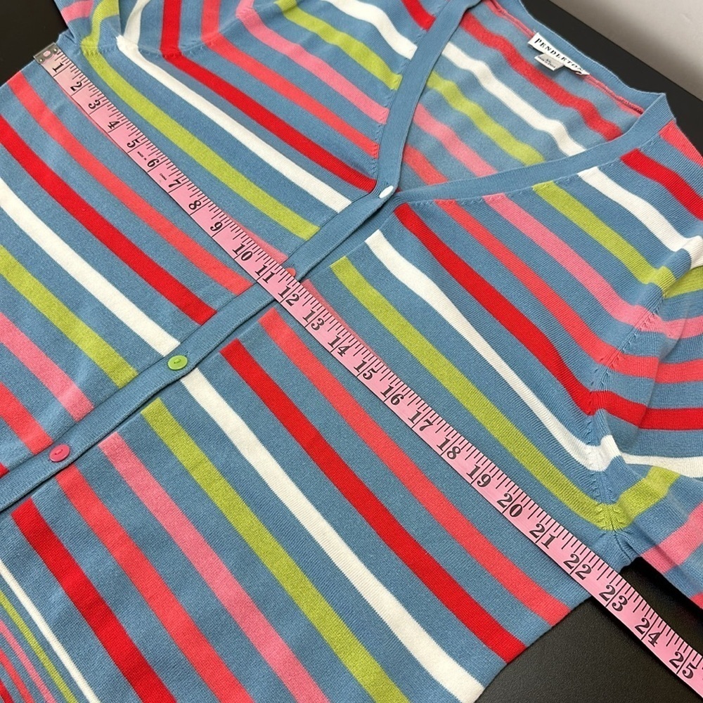 Pendleton Striped Multi Color Lightweight Button … - image 4